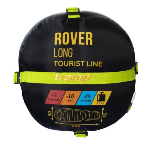 Спальный мешок Tramp Rover Long кокон левый оливковый/серый 230/90-55 TRS-050L