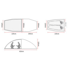 Намет двомісний 3F Ul Gear Taihang 2 210T 3 season темно-зелений