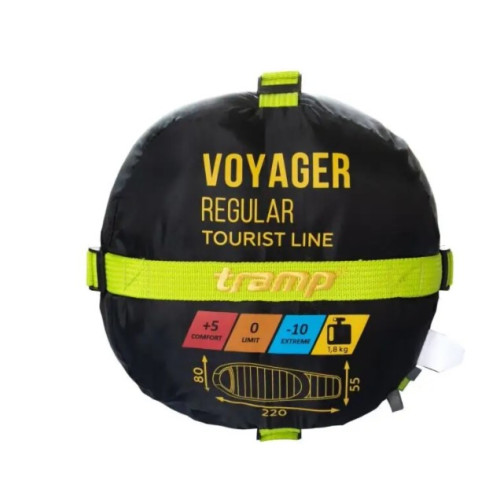 Спальный мешок Tramp Voyager Long кокон правый оливковый/серый 230/90-55 TRS-052