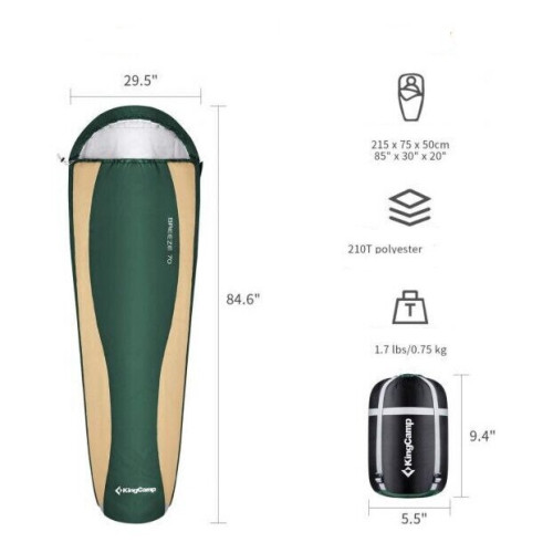 Спальний мішок KingCamp BREEZE 70 (KS2020) L DARKGREEN