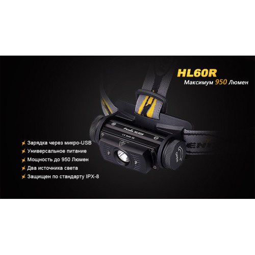 Ліхтар налобний Fenix HL60R Cree XM-L2 U2 Neutral White LED