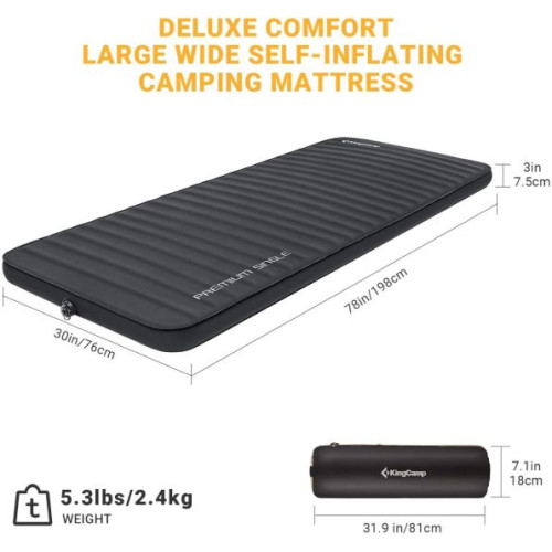 Самонадувний матрац KingCamp PREMIUM SINGLE (KM2001) BLACK