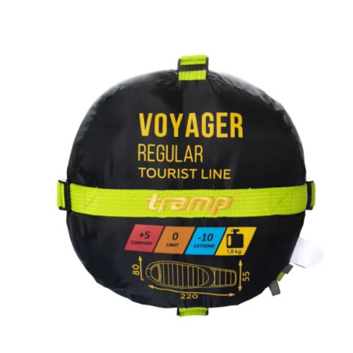 Спальный мешок Tramp Voyager Regular кокон левый оливковый/серый 220/80-55 TRS-052