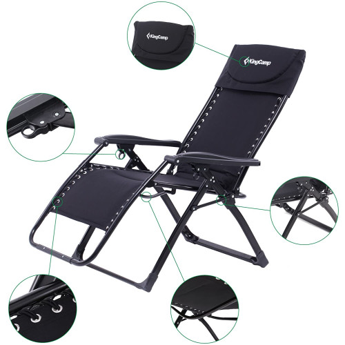Шезлонг KingCamp Deckchair Enlarged Style (KC3903) Black