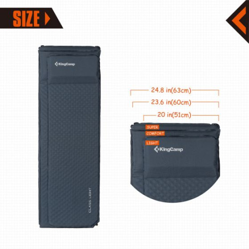 Самонадувний килимок KingCamp CLASSIC COMFORT (KM3596) DARKSLATEGREY