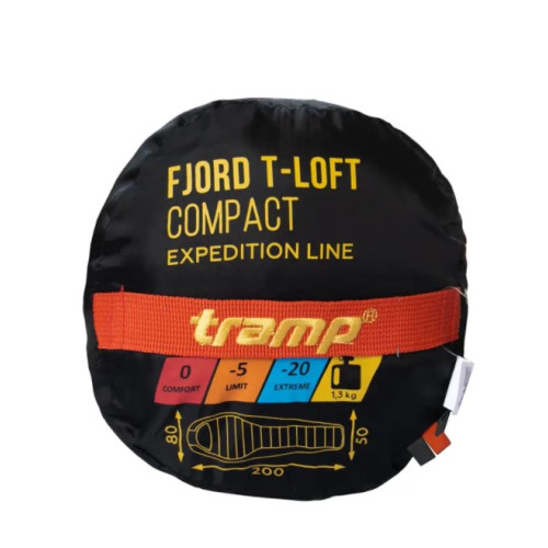 Спальный мешок Tramp Fjord Regular кокон правый оранж/серый 225/80-55 TRS-049R