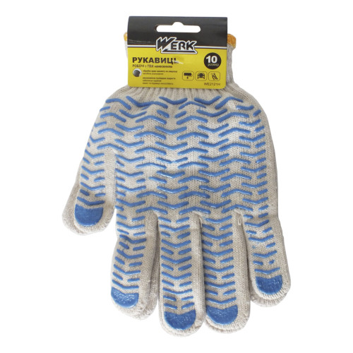 (WE2121H) Рукавички ХБ натур., синя "хвиля" WERK з підв. купить по оптовой цене с доставкой в магазине Ellada.com.ua