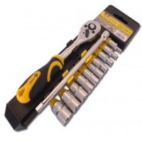 (70000) Набор насадок торцевых (4-13мм) с трещоткой 1/4" 12 ед.AT-1214