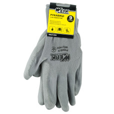 (WE2145H) Рукавички трикотажнi ПЕ, сірий колiр, ПУ покр. 9р. WERK з підв.