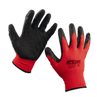 (WE2144) Рукавички ПЕ червоні, з чорним латексним покриттям р.9 WERK