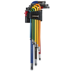 (48117)Набір Г-под.ключів TORX екстра-дов.з отв.9 од.S2,T10-50 HAISSER