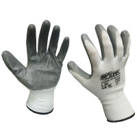 (WE2109) Рукавички поліестер бiлi, з сірим нітриловим покриттям р.10 WERK