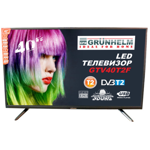Телевизор - GTV40T2F, FULL HD (GRUNHELM) купить по оптовой цене с доставкой в магазине Ellada.com.ua
