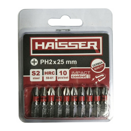 Набор бит Haisser PH2X25 мм (10шт) купить по оптовой цене с доставкой в магазине Ellada.com.ua