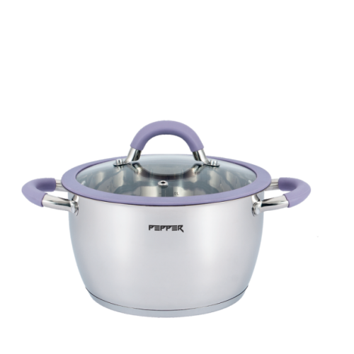Кастрюля PR-1109-18 Purple iris PEPPER Крышка с силиконовым ободком 18 см 2.3 л купить по оптовой цене с доставкой в магазине Ellada.com.ua