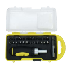 Отвертка с трещоткой реверсивная 26 в 1 с набором бит 49095 Сталь