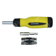 Отвертка с трещоткой реверсивная с набором бит 49093 Сталь 12 в 1