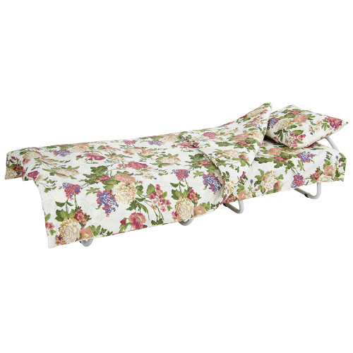 Кровать на ламелях с постелью d25 мм бязь (Цветы полевые)