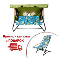 Качели "Вилла" (Бязь, Цветы бирюза) Качели "Вилла" (Бязь, Цветы бирюза)