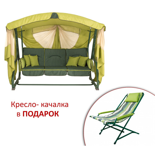 Качели "Алиса" (Олефин Зеленый, двусторонняя) в подарок Кресло-качалка