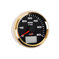 Тахометр ECMS HMH3-BG-6KL диаметр 85мм, рамка — золото, дисплей — черный