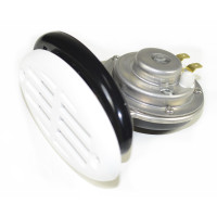 Звуковой сигнал врезной с белой и черной крышкой.