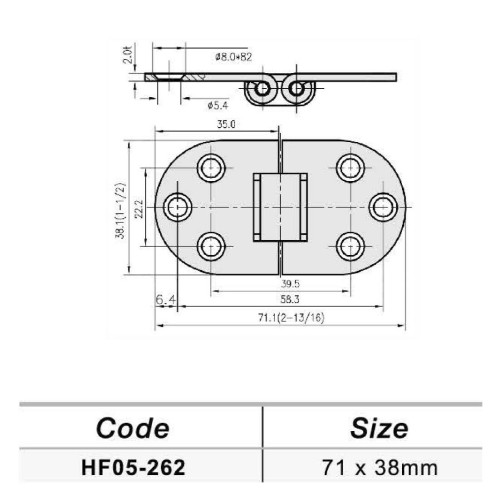 Петля STAMPED HINGES, 71 X 38MM HF05-262 купить по оптовой цене с доставкой в магазине Ellada.com.ua
