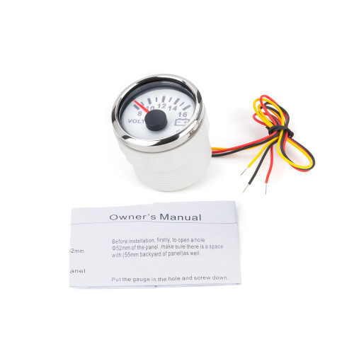 Вольтметр I GAUGE 52MM с функцией предупреждения (белый) LED дисплей 8-16В купить по оптовой цене с доставкой в магазине Ellada.com.ua