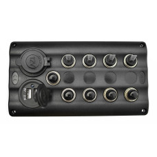 Панель на 4 переключателя автомат 82х107мм + прикуриватель и USB порт HF60-046PN