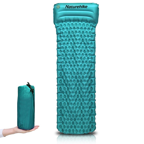 Одинарный надувной матрац с подушкой Nature Hike ULTRALIGH TPU 185x54x3см. Вес 460гр, синий купить по оптовой цене с доставкой в магазине Ellada.com.ua