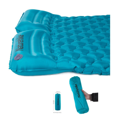 Двойной надувной матрац с подушками Nature Hike ULTRALIGH TPU 185x115x5см. Вес 965гр, синий купить по оптовой цене с доставкой в магазине Ellada.com.ua
