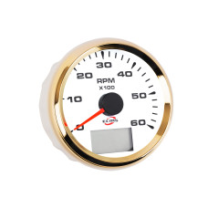 Тахометр ECMS HMH3-WG-6KL диаметр 85мм, рамка — золото, дисплей — белый