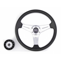 Руль PRETECH, спицы хром, черный