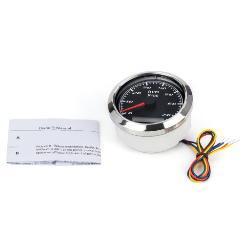 Тахометр со счетчиком моточасов I GAUGE 85MM 0-7000 RPM (черный) LED дисплей купить по оптовой цене с доставкой в магазине Ellada.com.ua