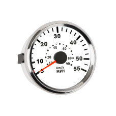 Спидометр ECMS PMS3-WS-55MI диаметр 85мм, рамка — хром, дисплей — белый