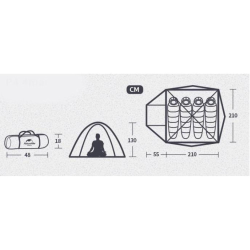 Двухслойная, 4-х местная палатка с алюминиевыми дугами, P-Series, синяя.