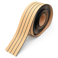 ПВХ Искусственный тик NKK цвет СВЕТЛЫЙ ТИК, черная полоса, 0,2х1м N11