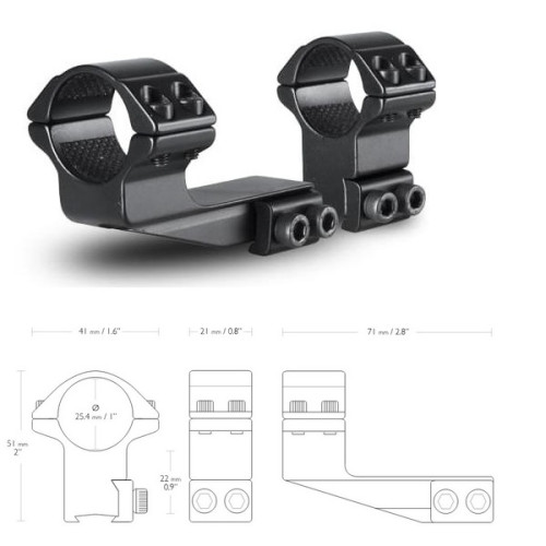 Кольца Hawke Reach Forward 1"/9-11mm/High (extension 2") (22121)