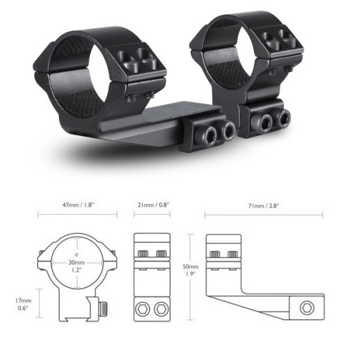 Кольца Hawke Reach Forward 30mm/9-11mm/High extension 2" (22123)