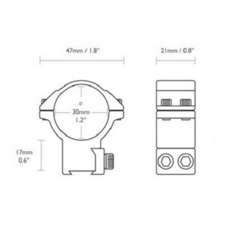 Кольца Hawke Reach Forward 30mm/9-11mm/High extension 2" (22123)