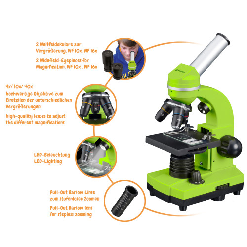 Микроскоп Bresser Biolux SEL 40x-1600x Green с адаптером для смартфона (8855600B4K000)