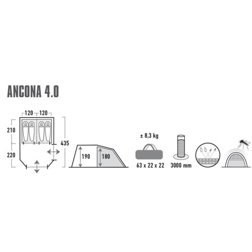 Палатка High Peak Ancona 4.0 Nimbus Grey (10243) Палатка High Peak Ancona 4.0 Nimbus Grey (10243)