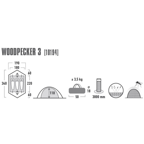 Палатка High Peak Woodpecker 3 Pesto/Red (10194)