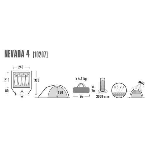 Палатка High Peak Nevada 4 Dark Grey/Red (10207)