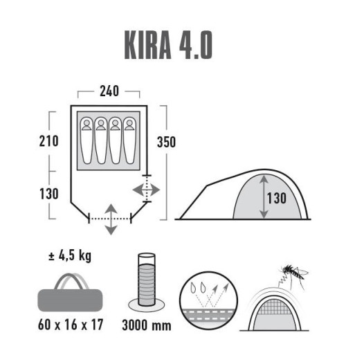 Палатка High Peak Kira 4.0 Nimbus Grey (10373)
