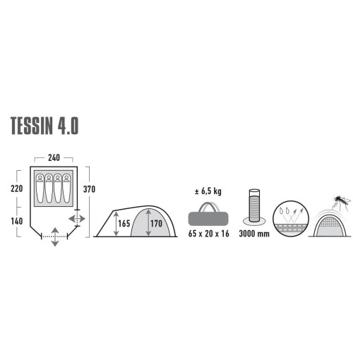 Палатка High Peak Tessin 4.0 Nimbus Grey (10224) Палатка High Peak Tessin 4.0 Nimbus Grey (10224)