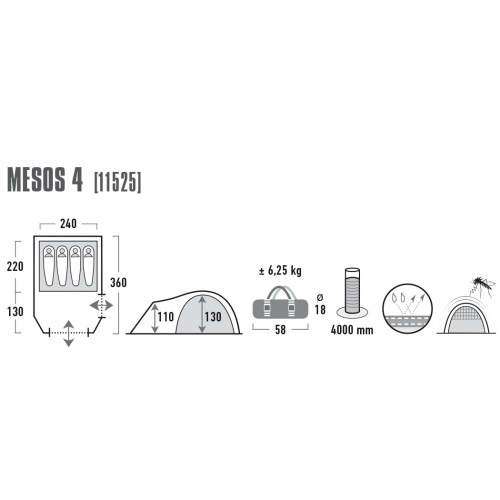 Палатка High Peak Mesos 4 Dark Grey/Green (11525)
