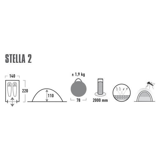 Палатка High Peak Stella 2 Black/Green (10131)