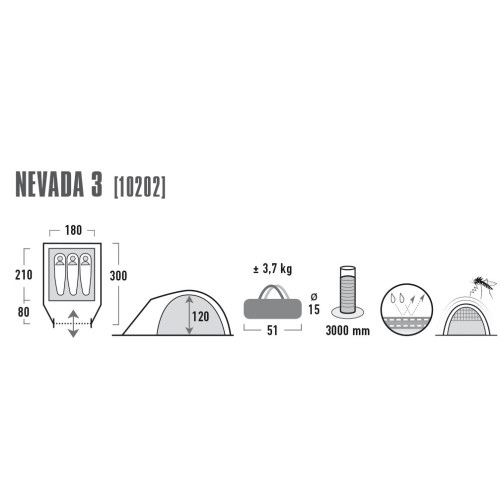 Палатка High Peak Nevada 3 Dark Grey/Red (10202)