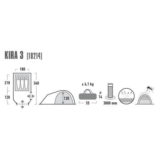 Палатка High Peak Kira 3 Dark Grey/Red (10214)